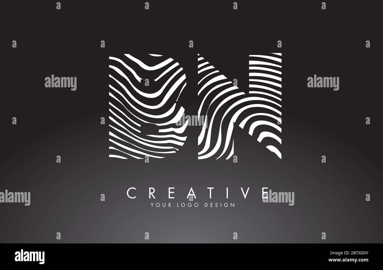 BN B N Letters Logo Design with Fingerprint, black and white wood or ...