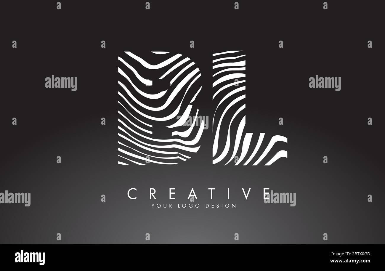 BL B L Letters Logo Design with Fingerprint, black and white wood or ...