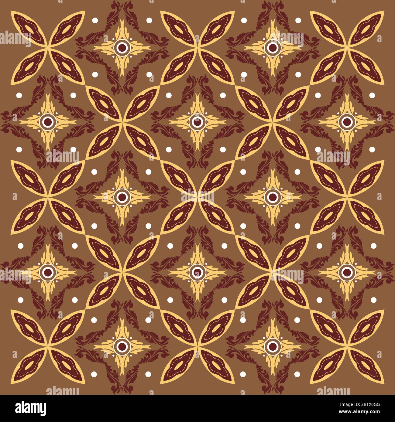 Simple Javanese batik flower pattern with seamless mocca brown color ...