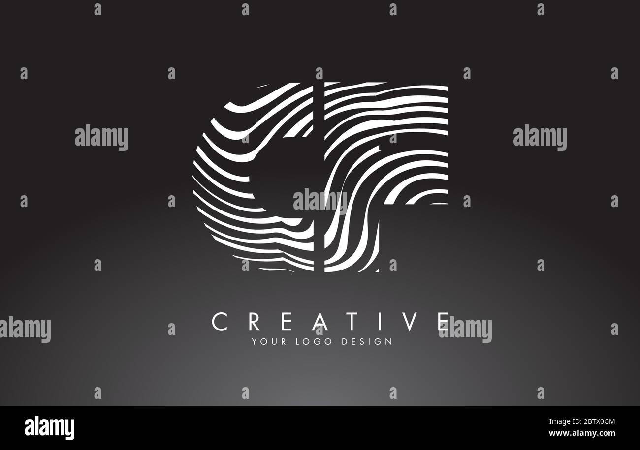 CF C F Letters Logo Design with Fingerprint, black and white wood or ...