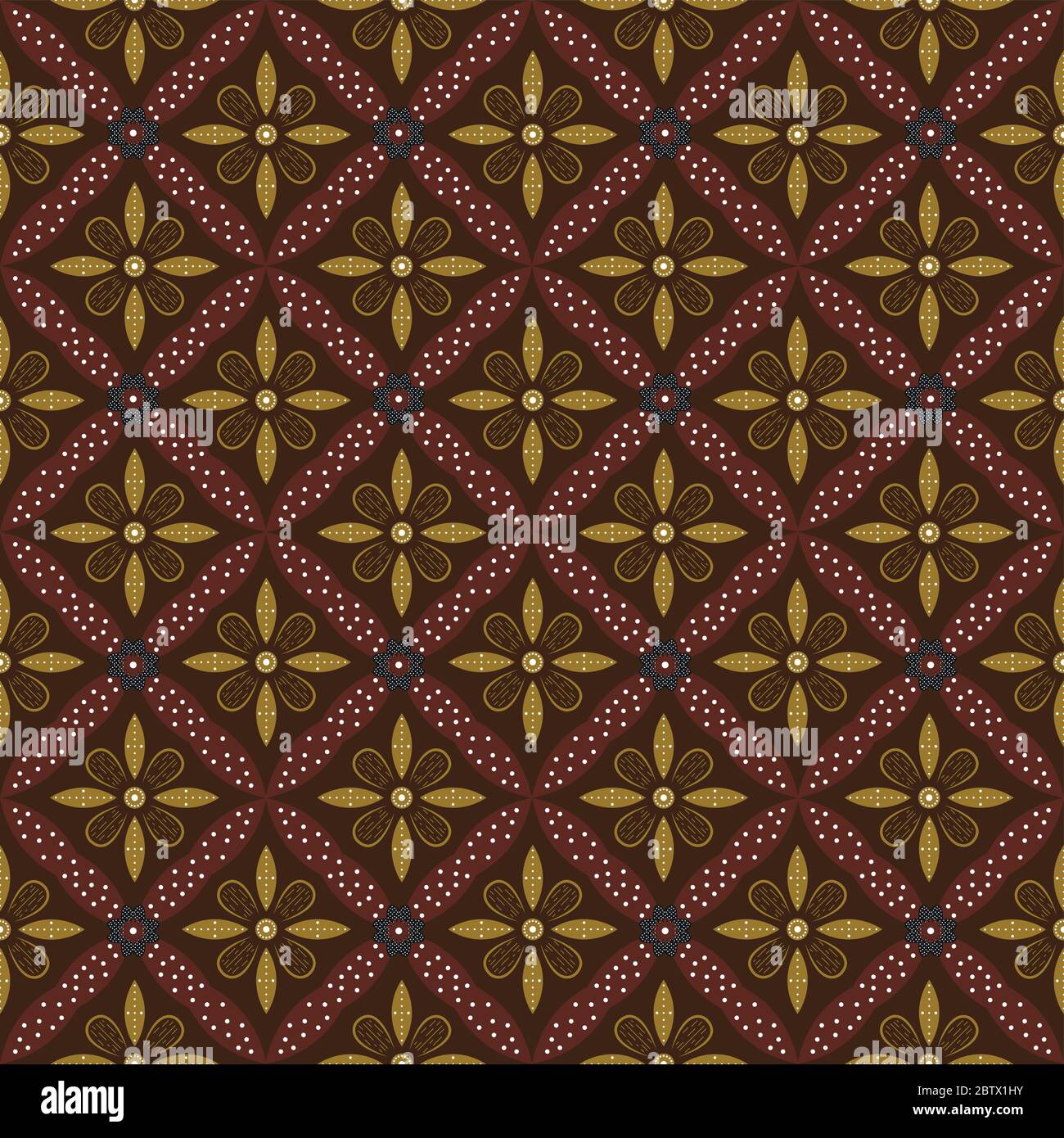 Simple flower motifs on Traditional batik design with soft mocca color design Stock Vector