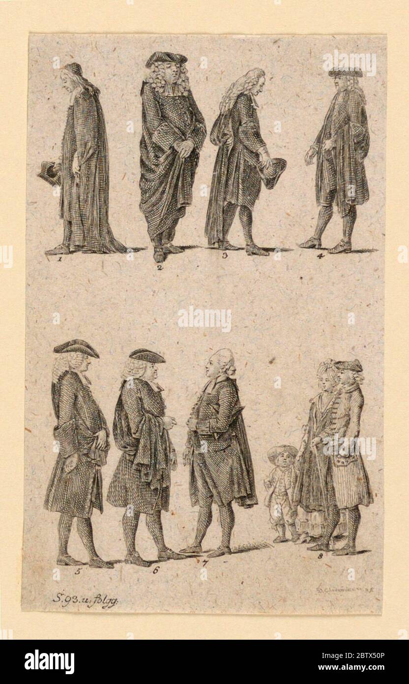 Eight Figures of Clerics from Debaldus Nothanker by Nicolai. Research in ProgressEight figures of standing clerics (numbered). Last one, lower right, is accompanied by wife and child. Stock Photo