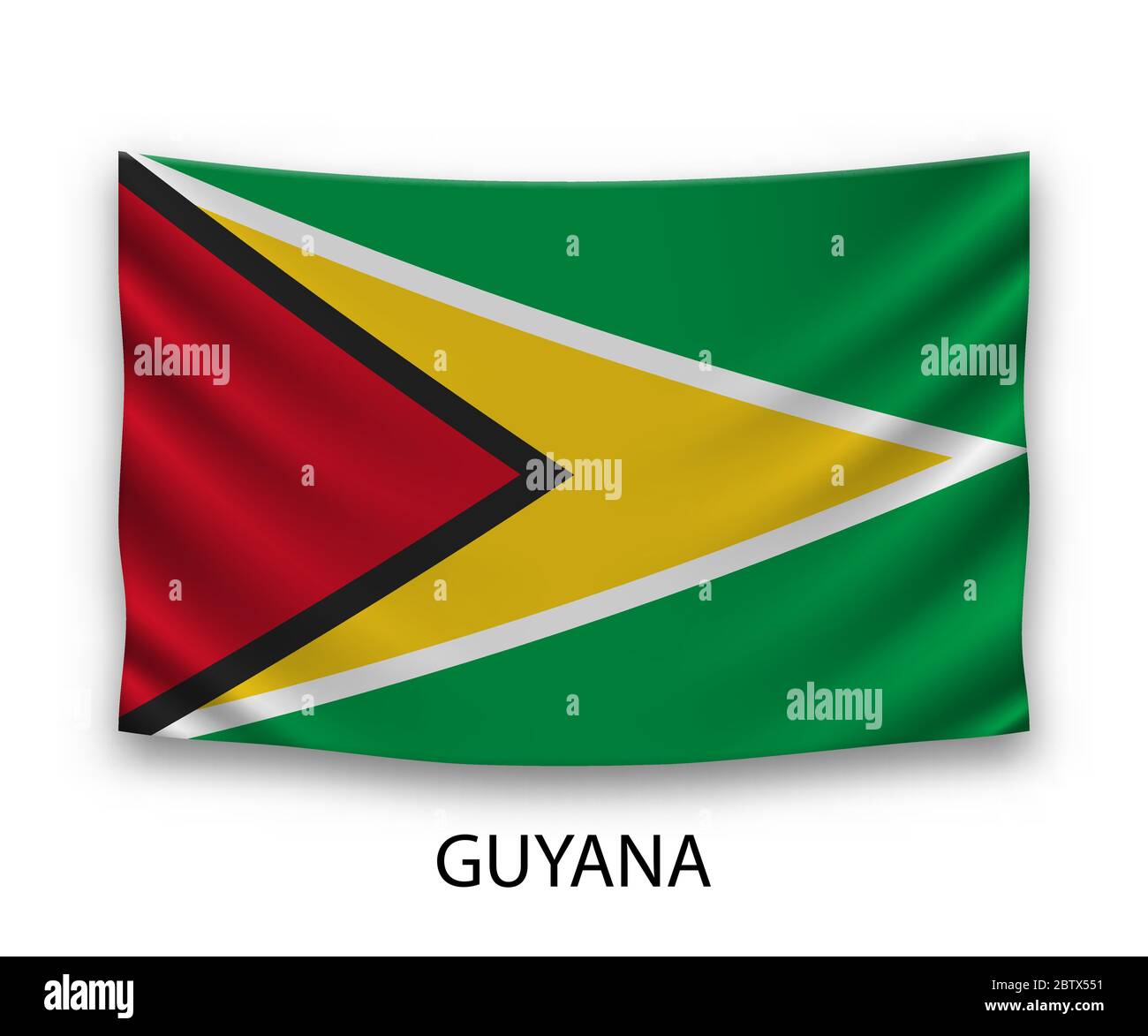 Hanging silk flag of Guyana. Vector illustration Stock Vector Image ...