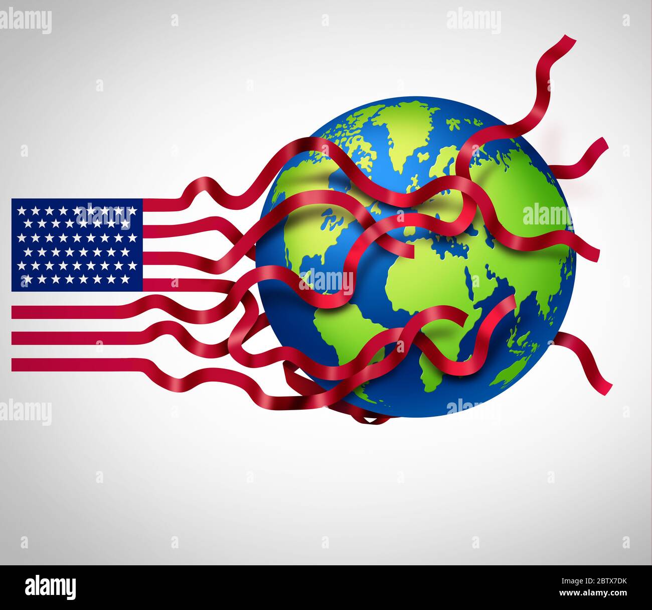 US global strategy and American international planning as a United States symbol influencing the world with 3D illustration elements. Stock Photo