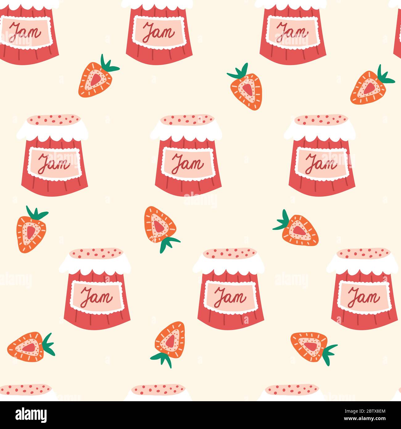 Strawberry jam seamless vector pattern. Repeating pattern with