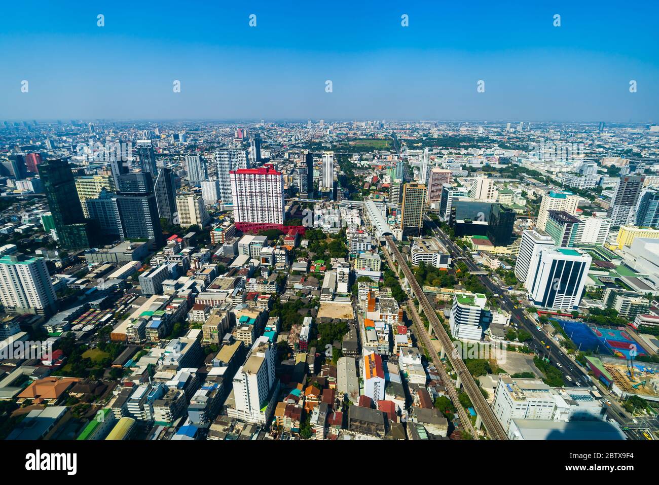 aerial view of Bangkok city downtown skyline of Thailand , Cityscape ...