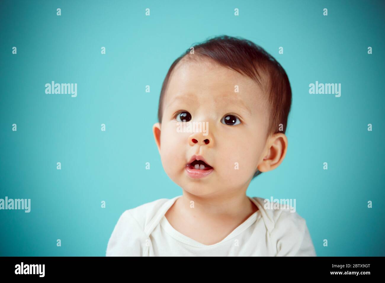 Newborn Smiling Studio Shot soft Focus On The Eyes Stock Photo Alamy