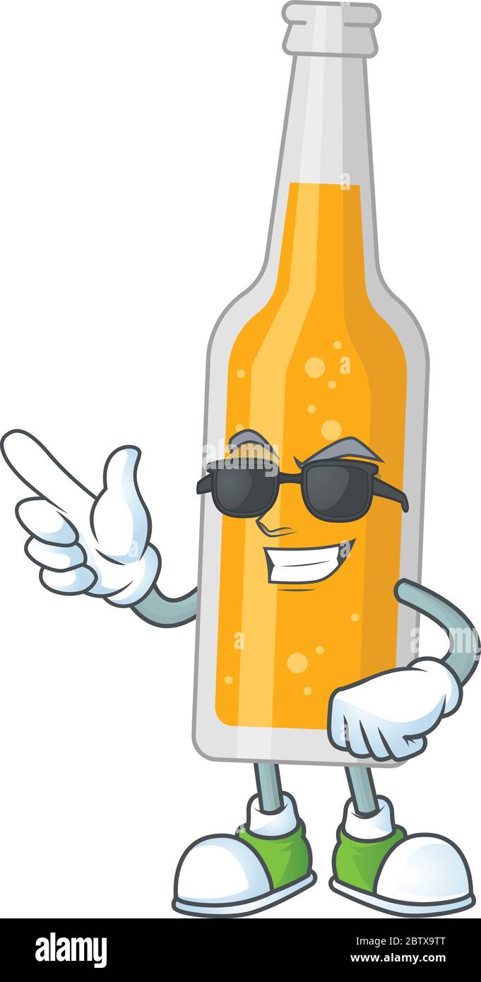 Super cool bottle of beer cartoon drawing style wearing black glasses Stock  Vector Image & Art - Alamy