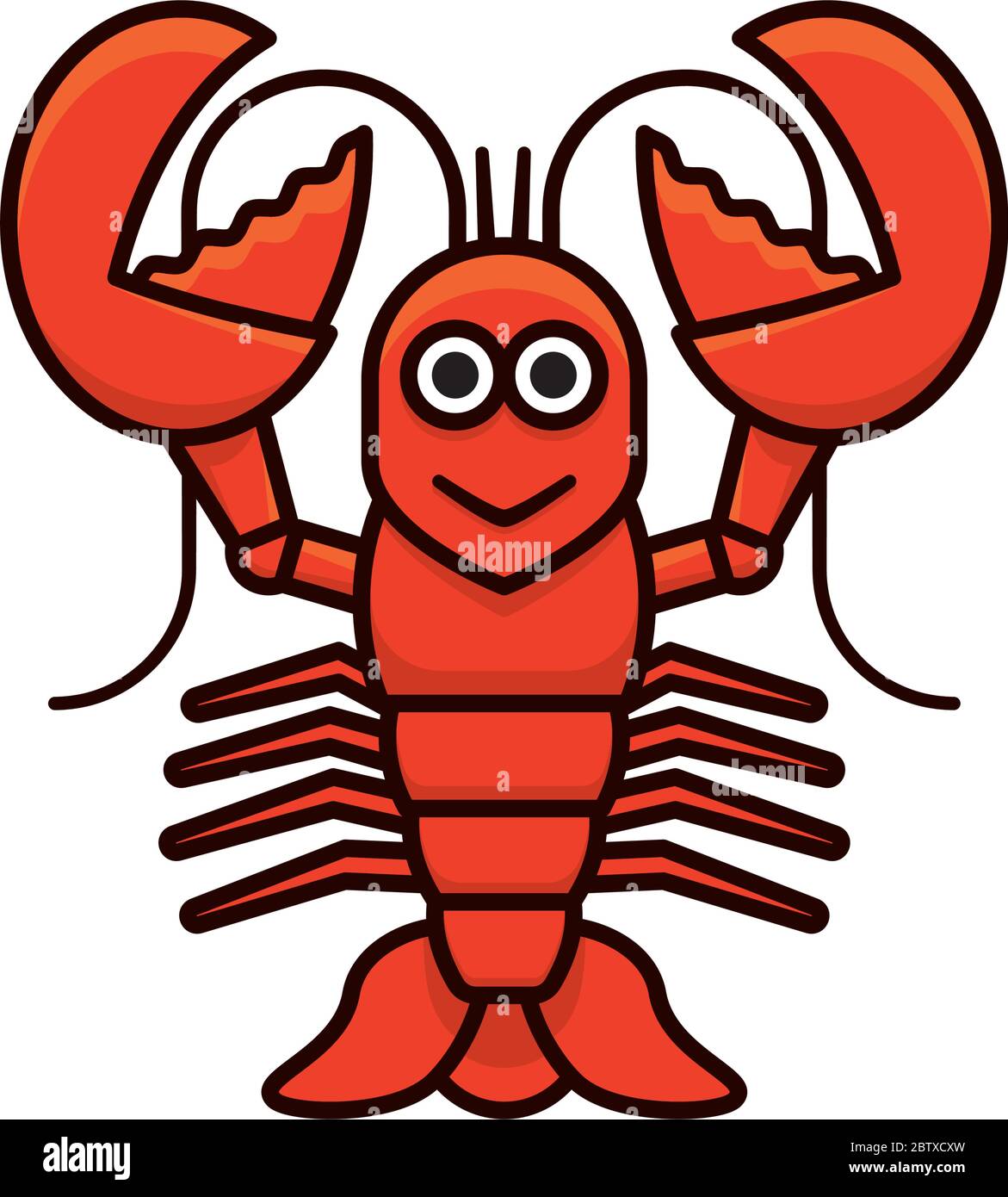 Cartoon lobster character isolated vector illustration for Lobster Day on June 15th. Seafood and crustaceans color symbol. Stock Vector