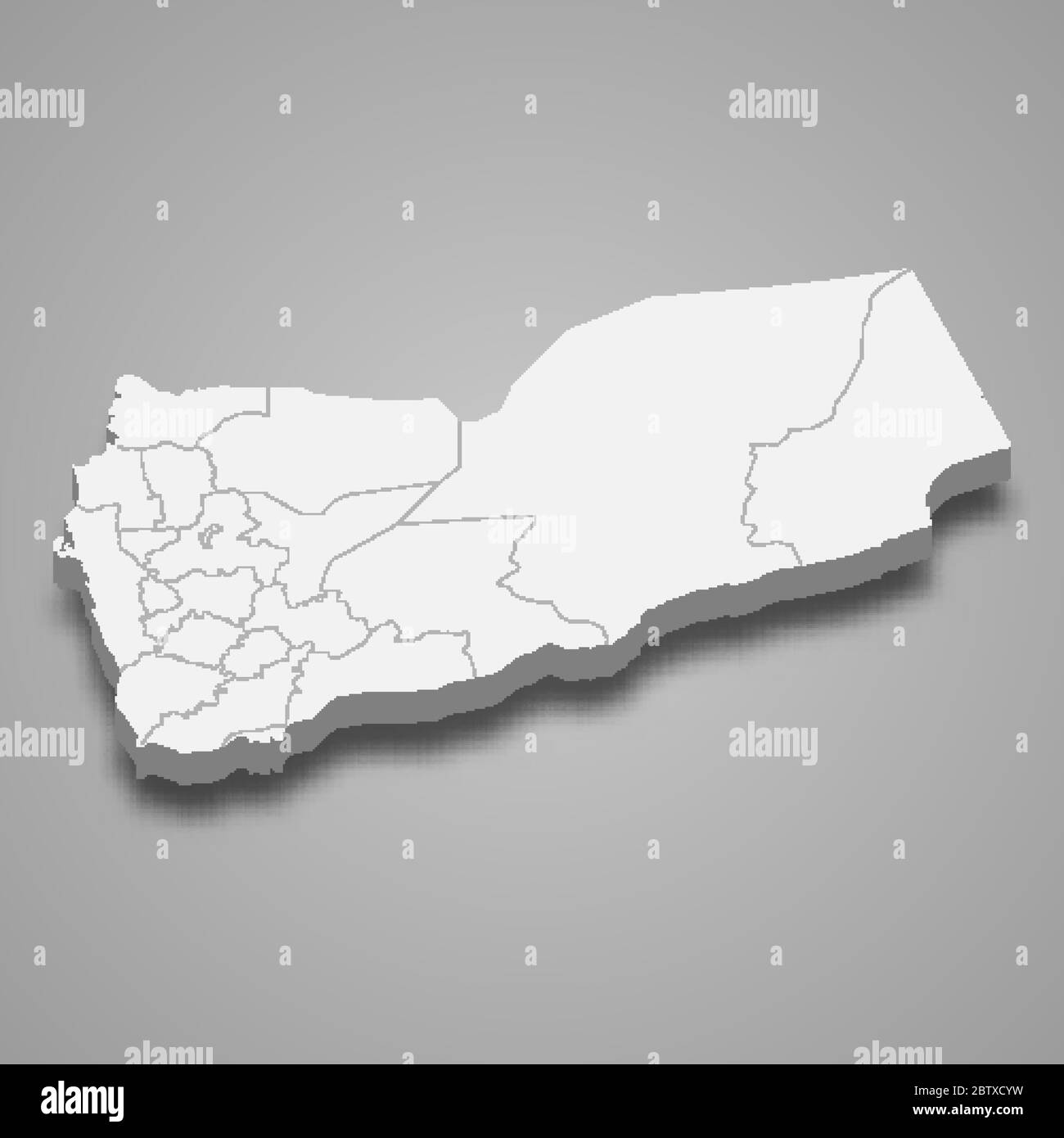 3d map of Yemen with borders of regions Stock Vector Image & Art - Alamy
