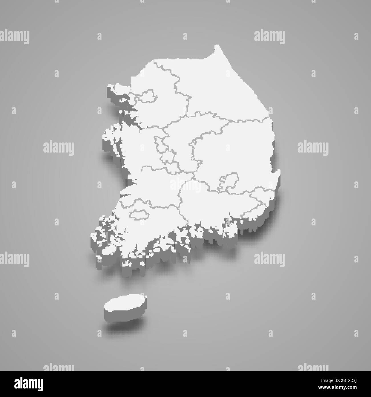 South Korea 3d Map 3D Map Of South Korea With Borders Of Regions Stock Vector Image & Art -  Alamy
