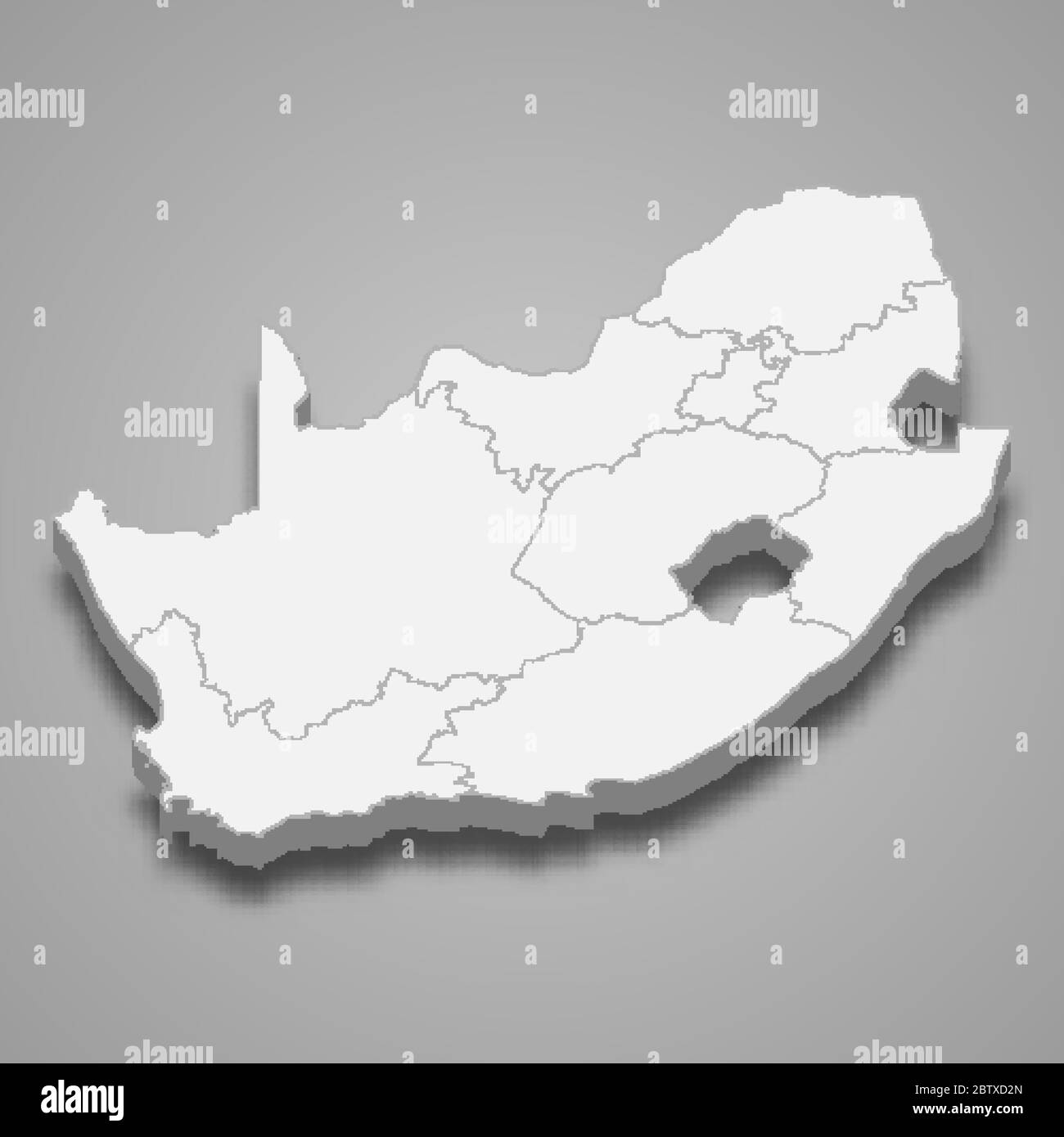 3d map of South Africa with borders of regions Stock Vector Image & Art ...