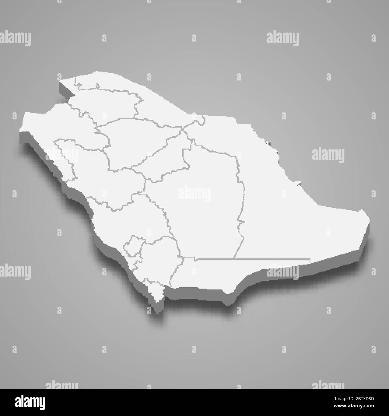 Saudi Arabia 3d Map 3D Map Of Saudi Arabia With Borders Of Regions Stock Vector Image & Art -  Alamy