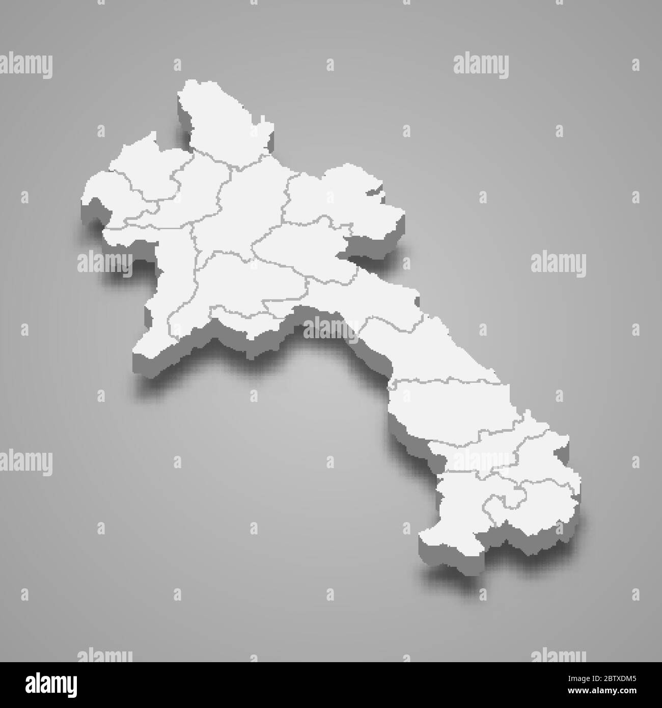 3d map of Laos with borders of regions Stock Vector Image & Art Alamy