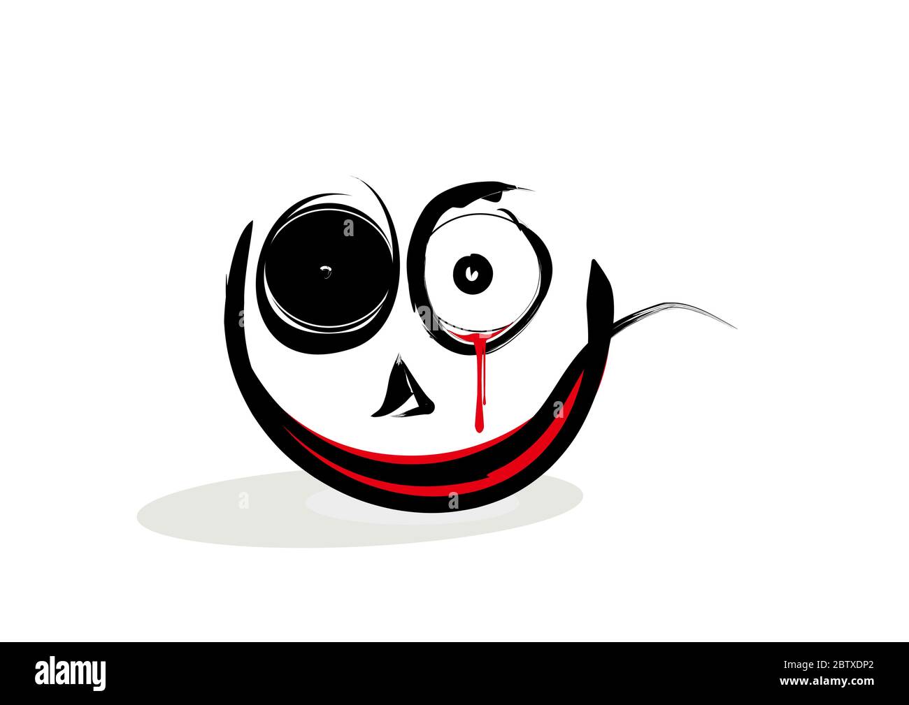 Zombie Idiot smiled on a white background in vector illustration Stock Vector