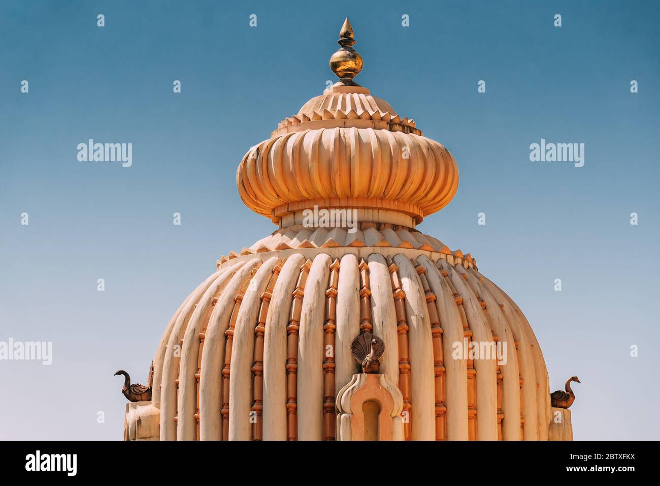 Mapusa, Goa, India. The Shree Ganesh Mandir, Ganeshpuri Temple. Famous Landmark And Popular Destination. Close Up Details. Stock Photo