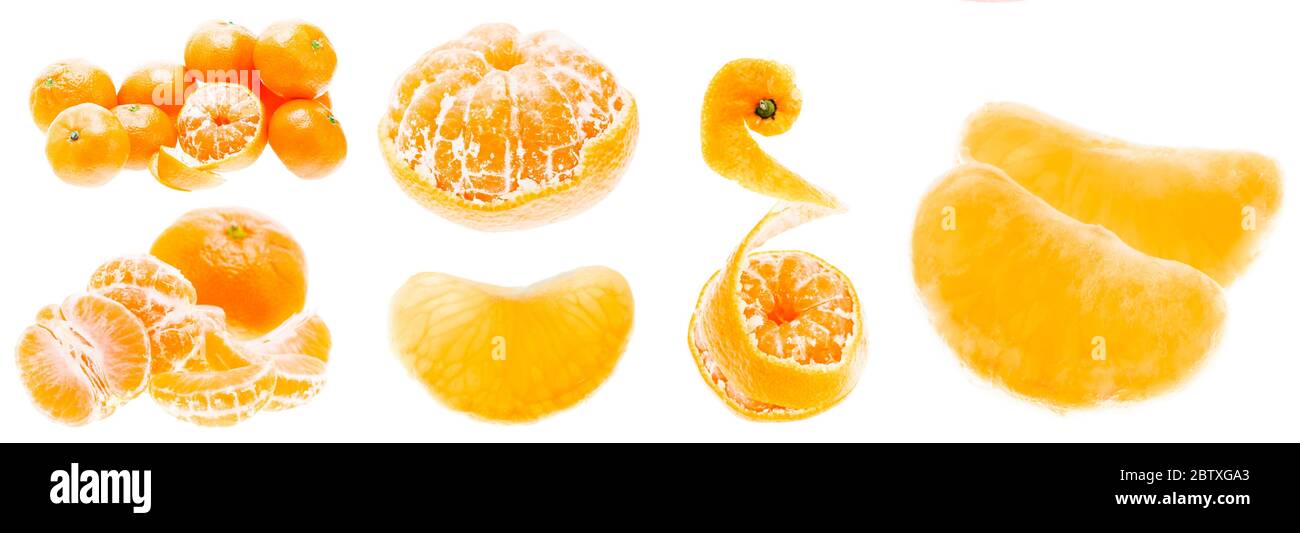 Mandarin Orange Fruits Isolated On White Background. Healthy Food