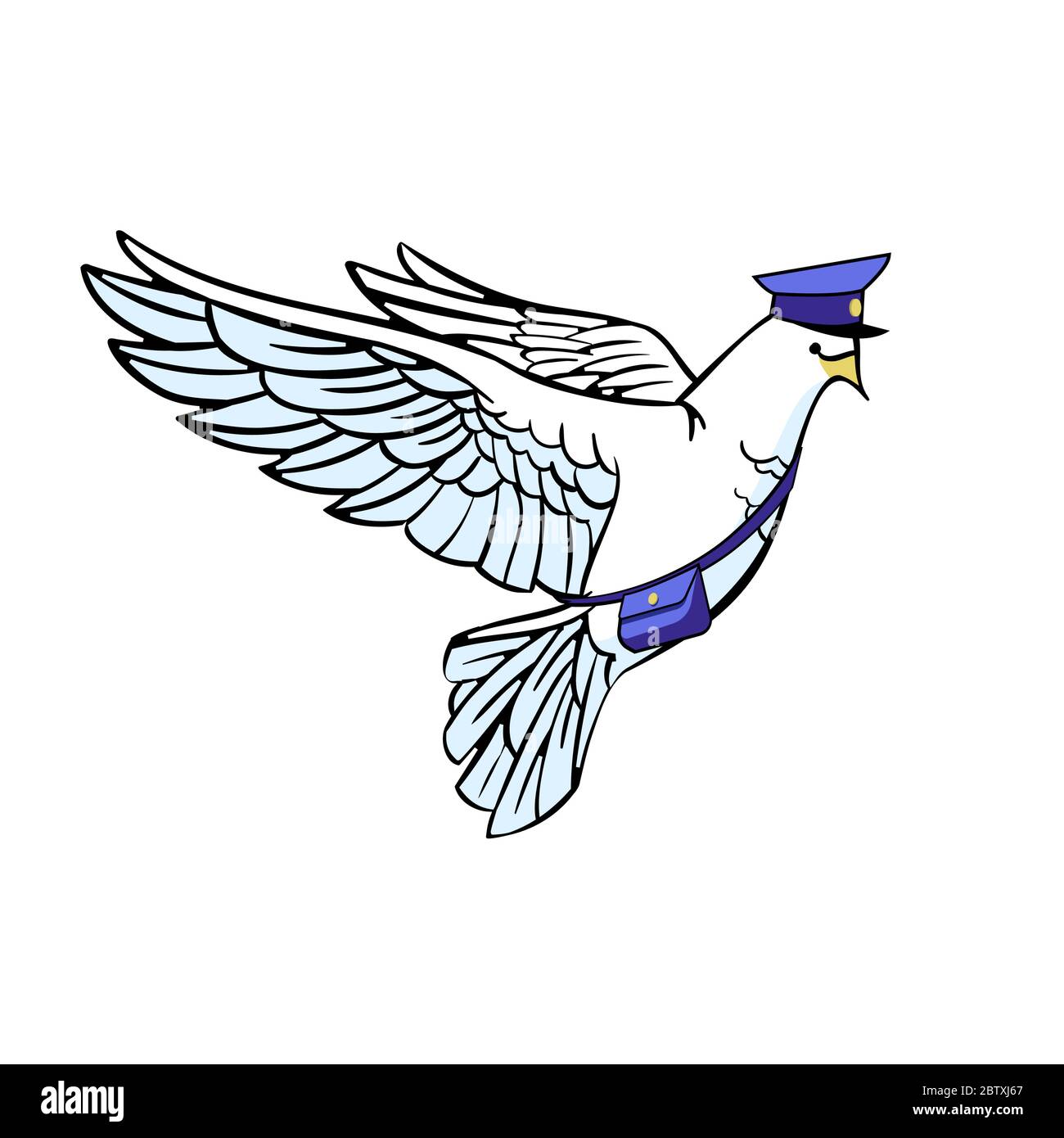 White carrier pigeon with a bag and a cap on a white Vector illustration  Stock Vector Image & Art - Alamy