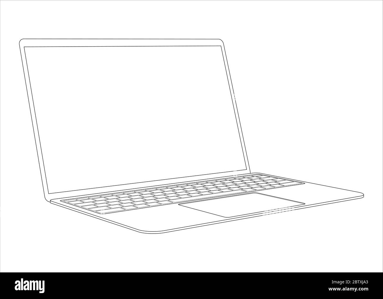 Drawing laptop on a white background. Stock Vector