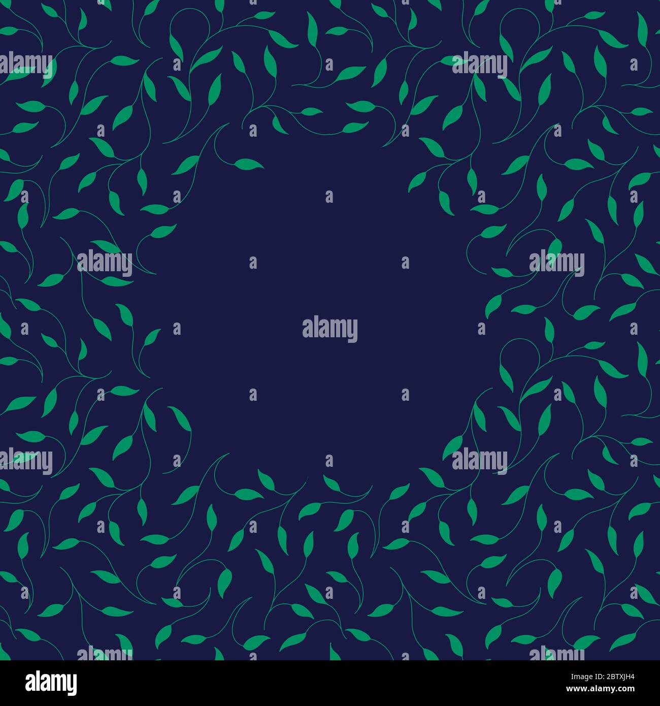 Floral frame. Round space for text. Dark background. Stock Vector