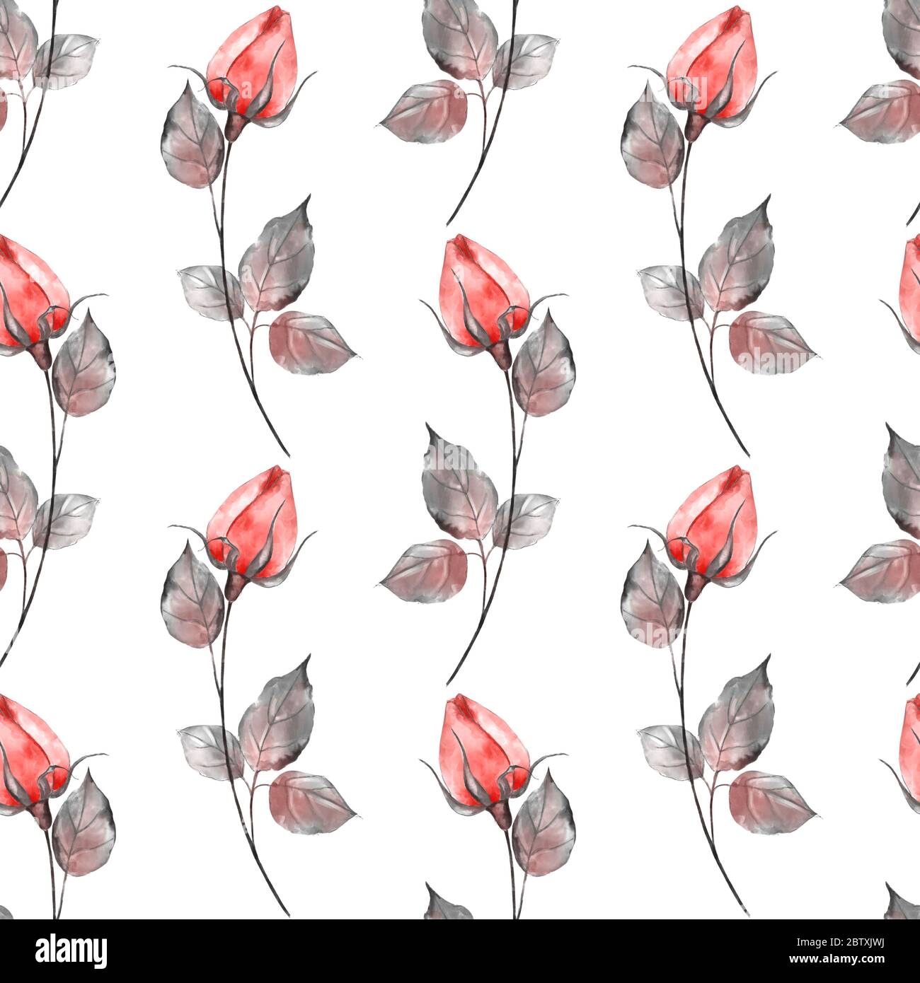 Seamless floral pattern with watercolor roses Stock Photo - Alamy
