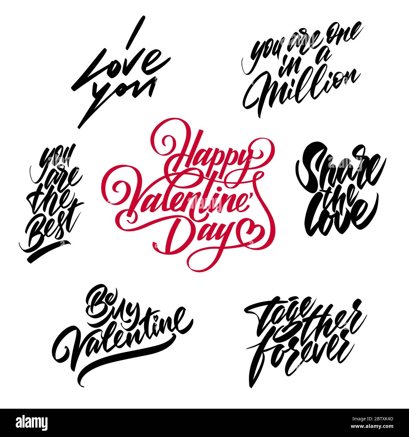 love you forever black and white hand written lettering about love to  valentines day, Stock vector
