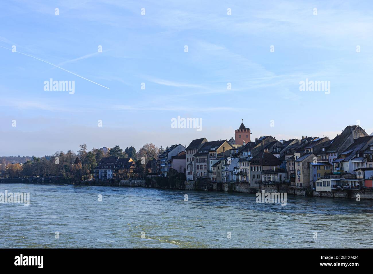 Row of houses on the Rhine, old town, Rheinfelden, Aargau, Switzerland