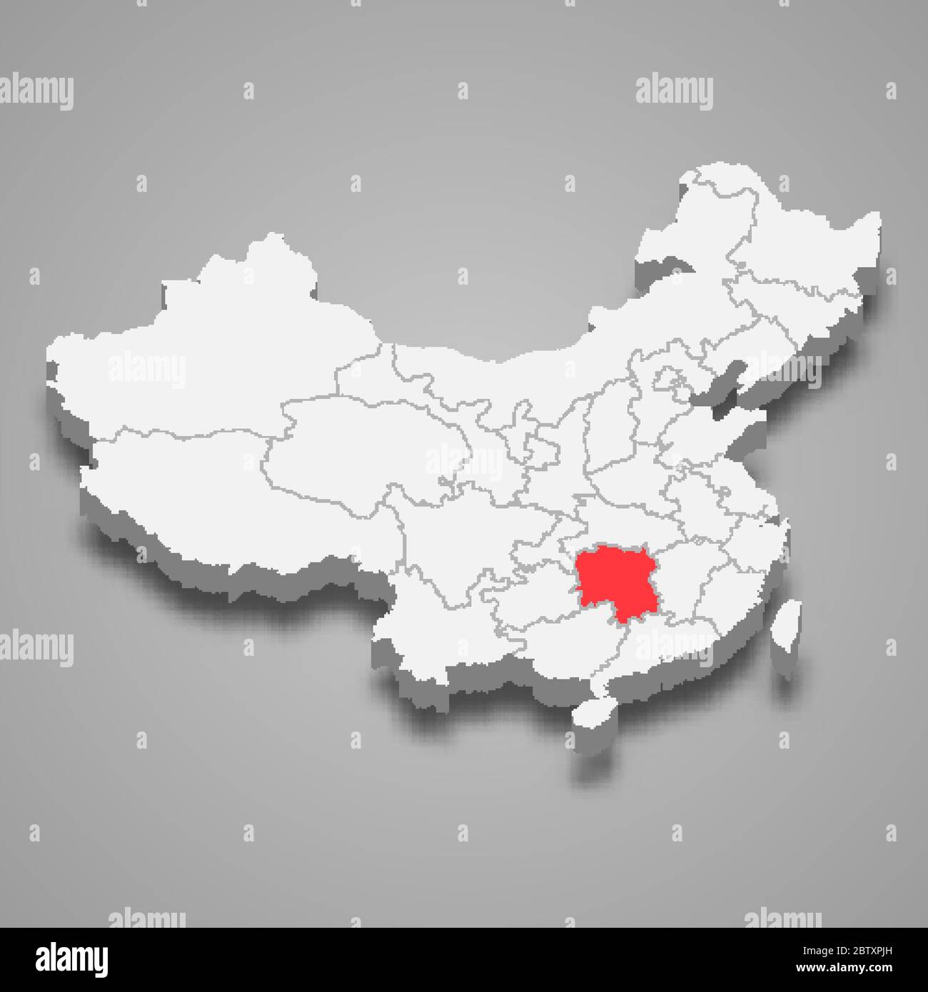Hunan province location within China 3d map Stock Vector