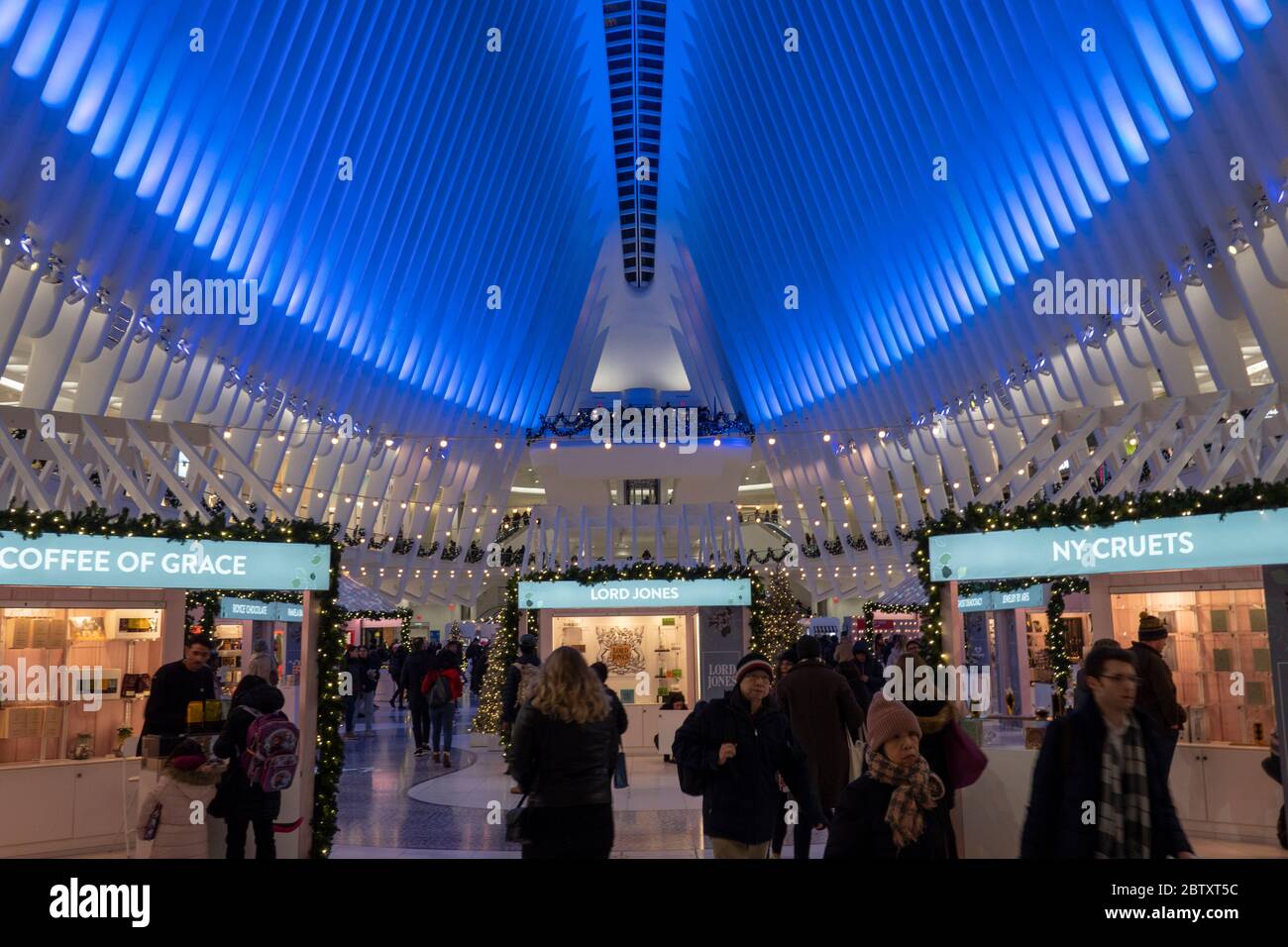 Oculus subway station at World trade Center at holiday time NYC Stock Photo