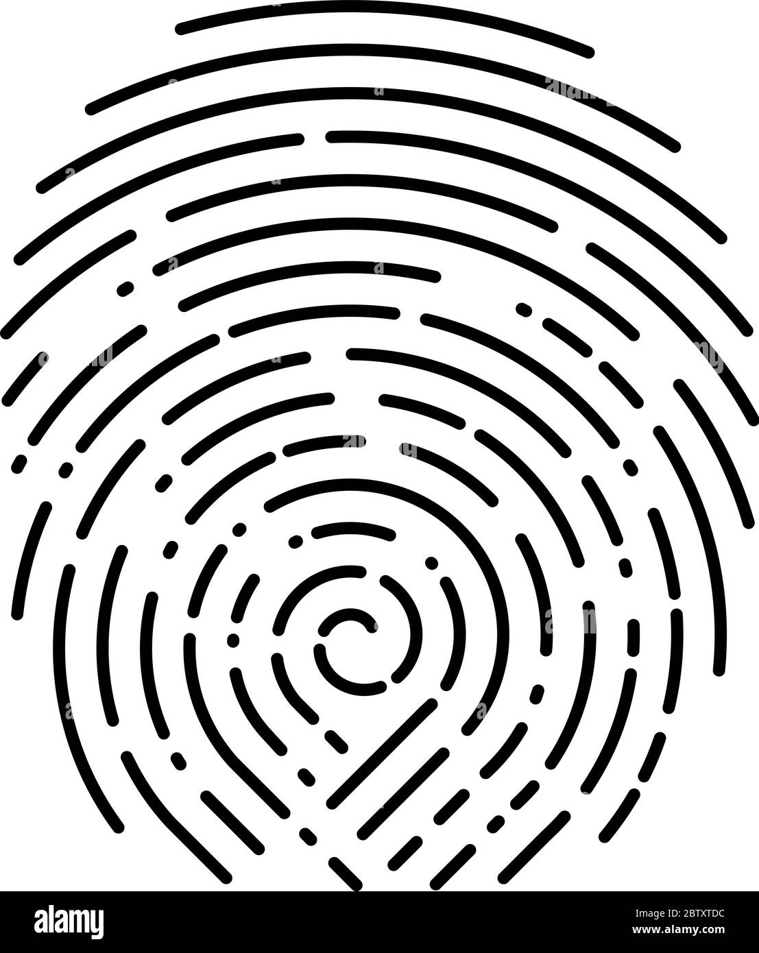 Fingerprint design vector illustration on white. Rounded lines design style Stock Vector