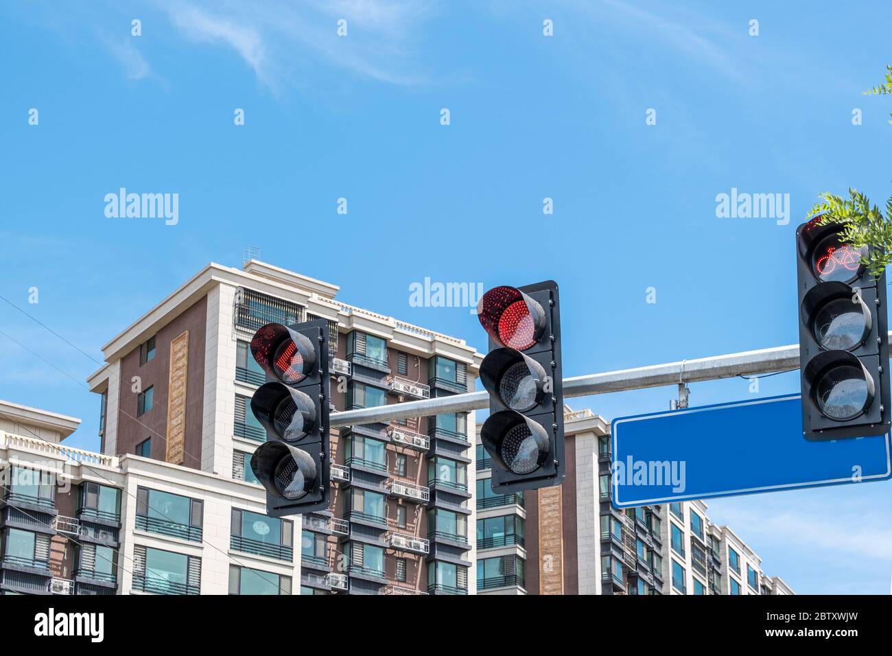 Residential area under blue sky and white clouds Stock Photo - Alamy