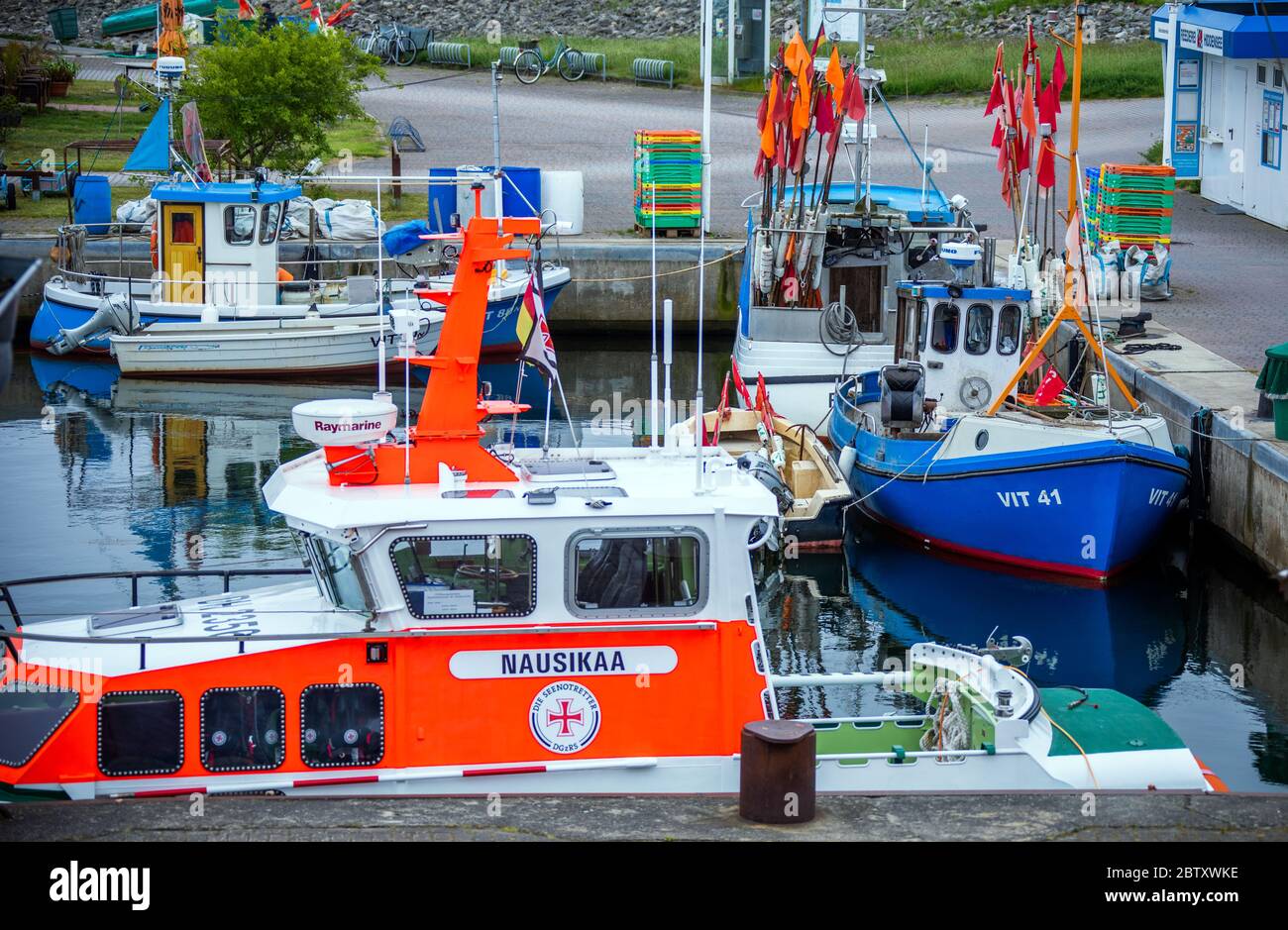 Vitte, Germany. 25th May, 2020. Fishing cutter in the harbour on the Baltic Sea island of Hiddensee. Credit: Jens Büttner/dpa-Zentralbild/ZB/dpa/Alamy Live News Stock Photo