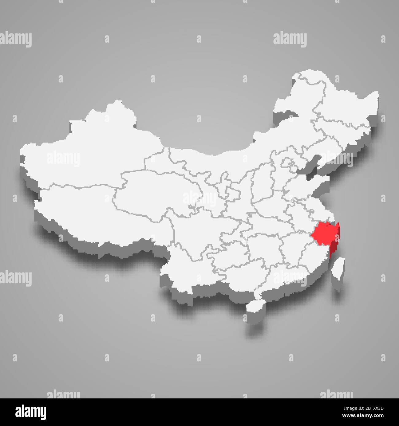 Zhejiang province location within China 3d map Stock Vector