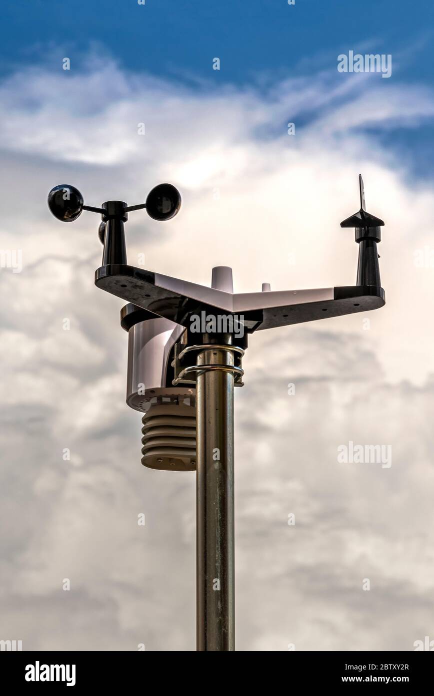 Weather station against a stormy sky Stock Photo