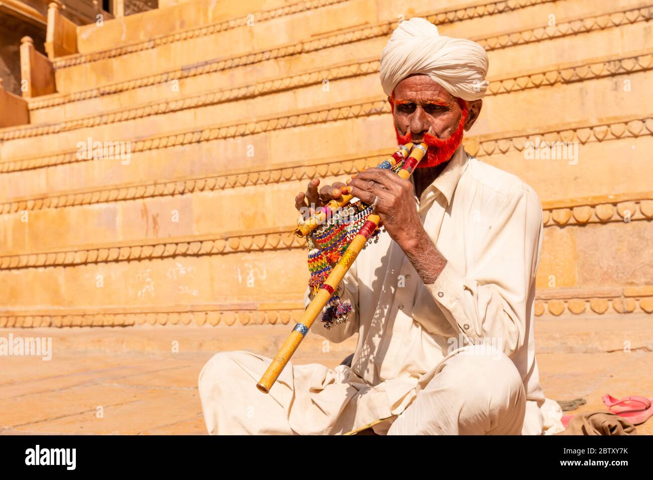 Indian Man Playing Flute High Resolution Stock Photography and Images