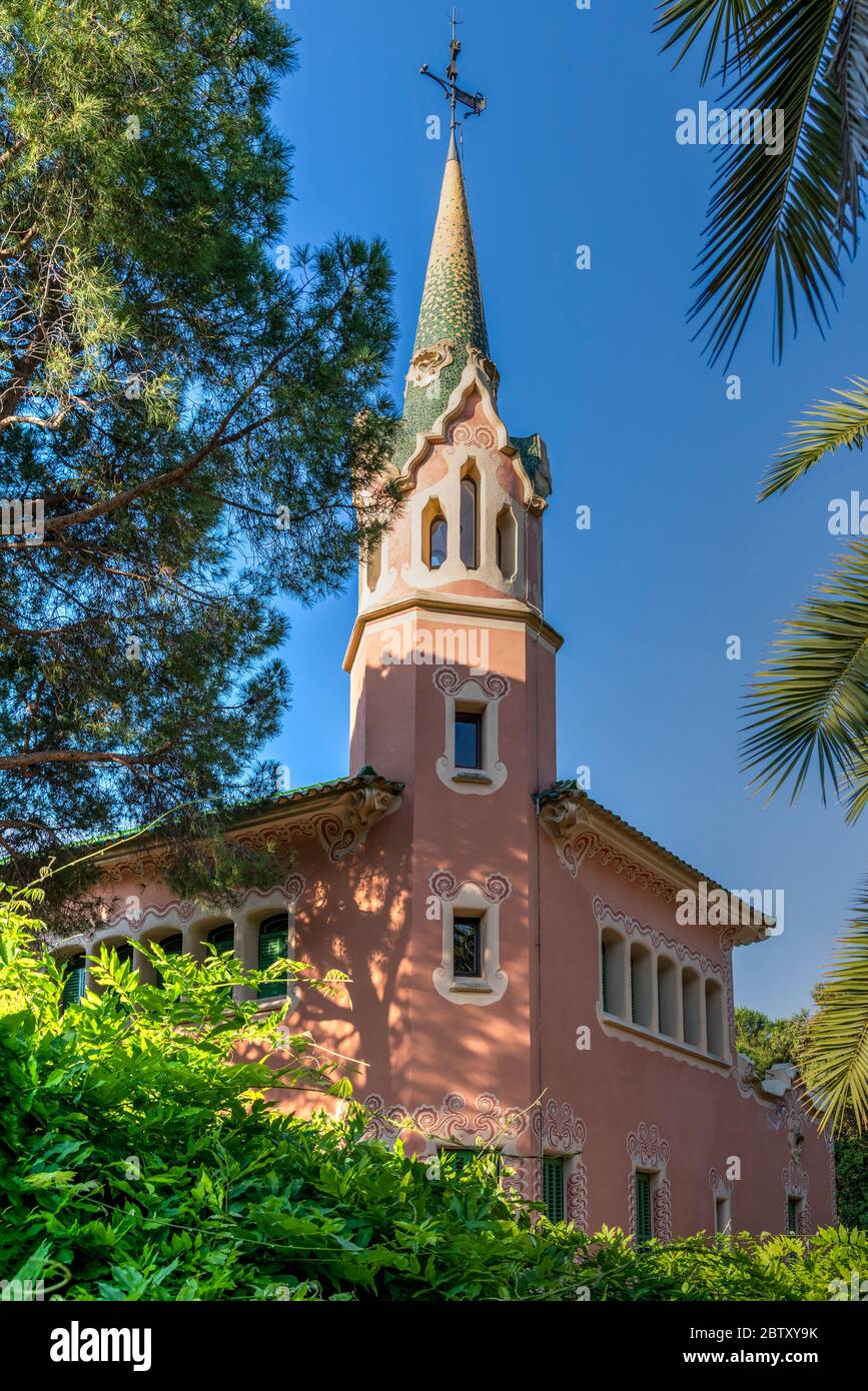 Gaudi House Museum, Park Guell, Barcelona, Catalonia, Spain Stock Photo