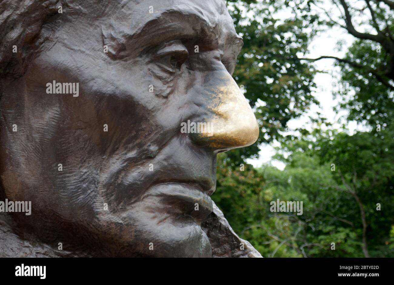 Abraham Lincoln's nose in Oak Ridge Cemetery, Springfield, Illinois, is the final resting place of the 16th President of the USA Stock Photo
