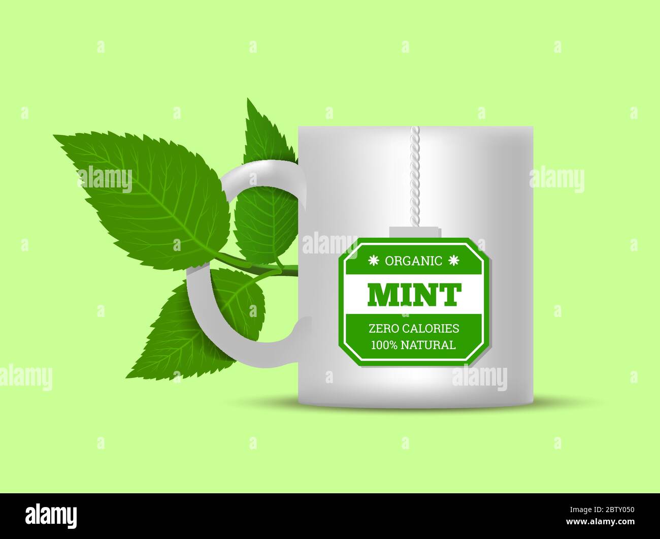 Mug with mint leaves on a white background. Vector Stock Vector