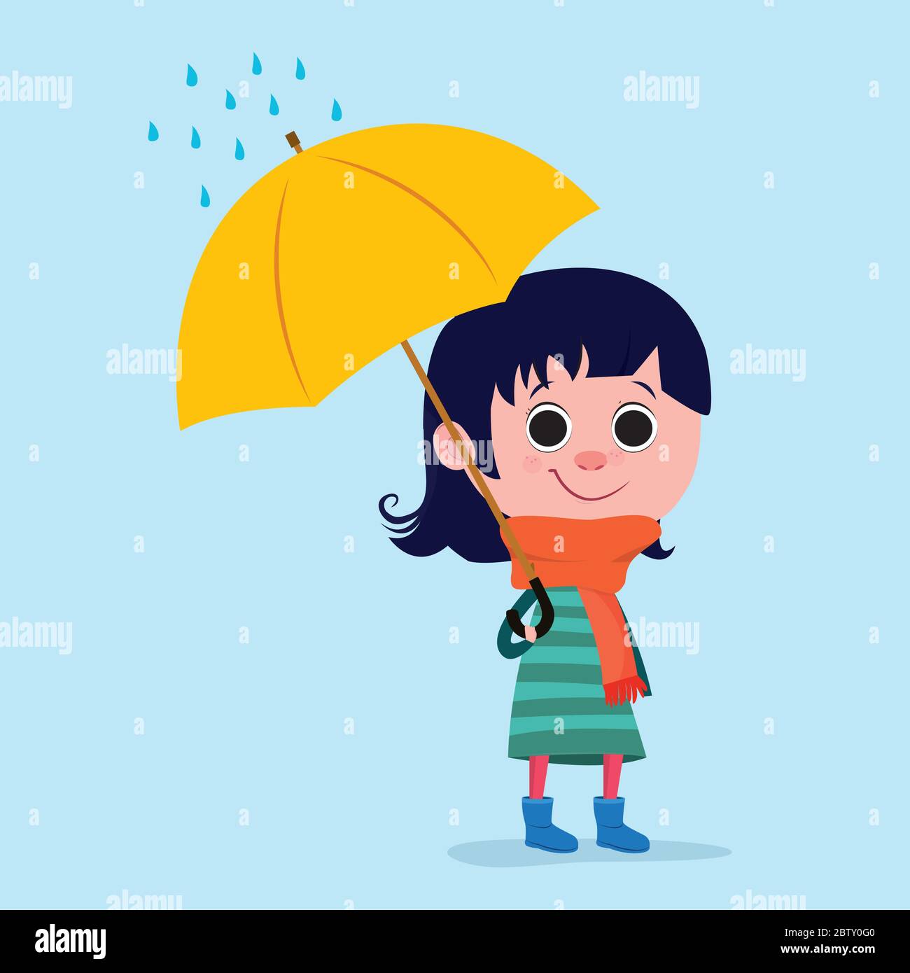 Cartoon girl with umbrella hi-res stock photography and images - Alamy