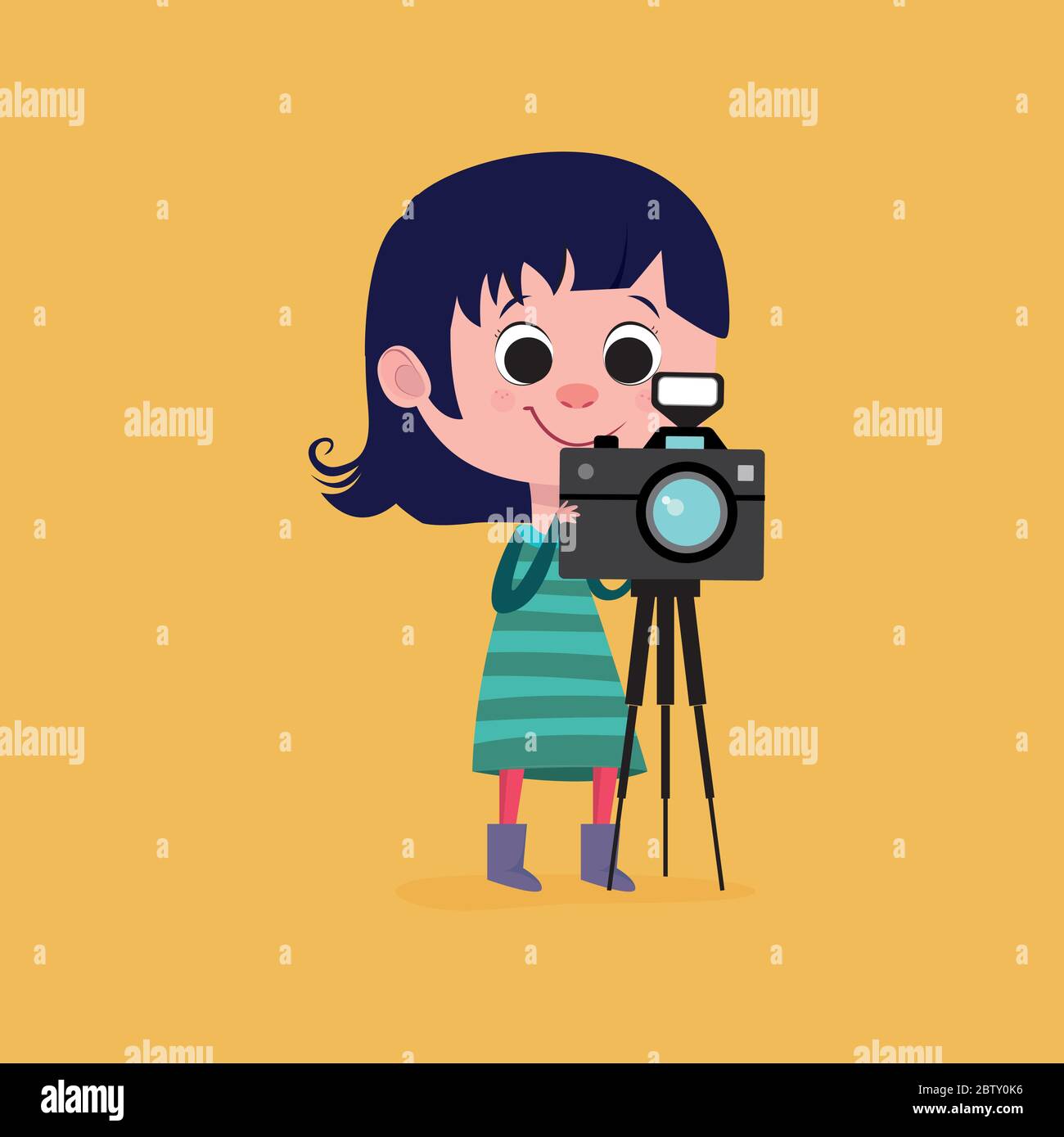 Little girl cartoon photographer with tripod Stock Vector Image & Art -  Alamy