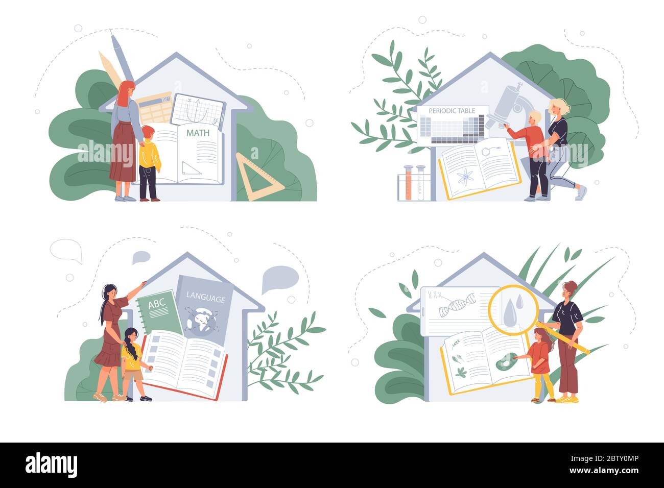 Distance learning online school education at home Stock Vector Image ...