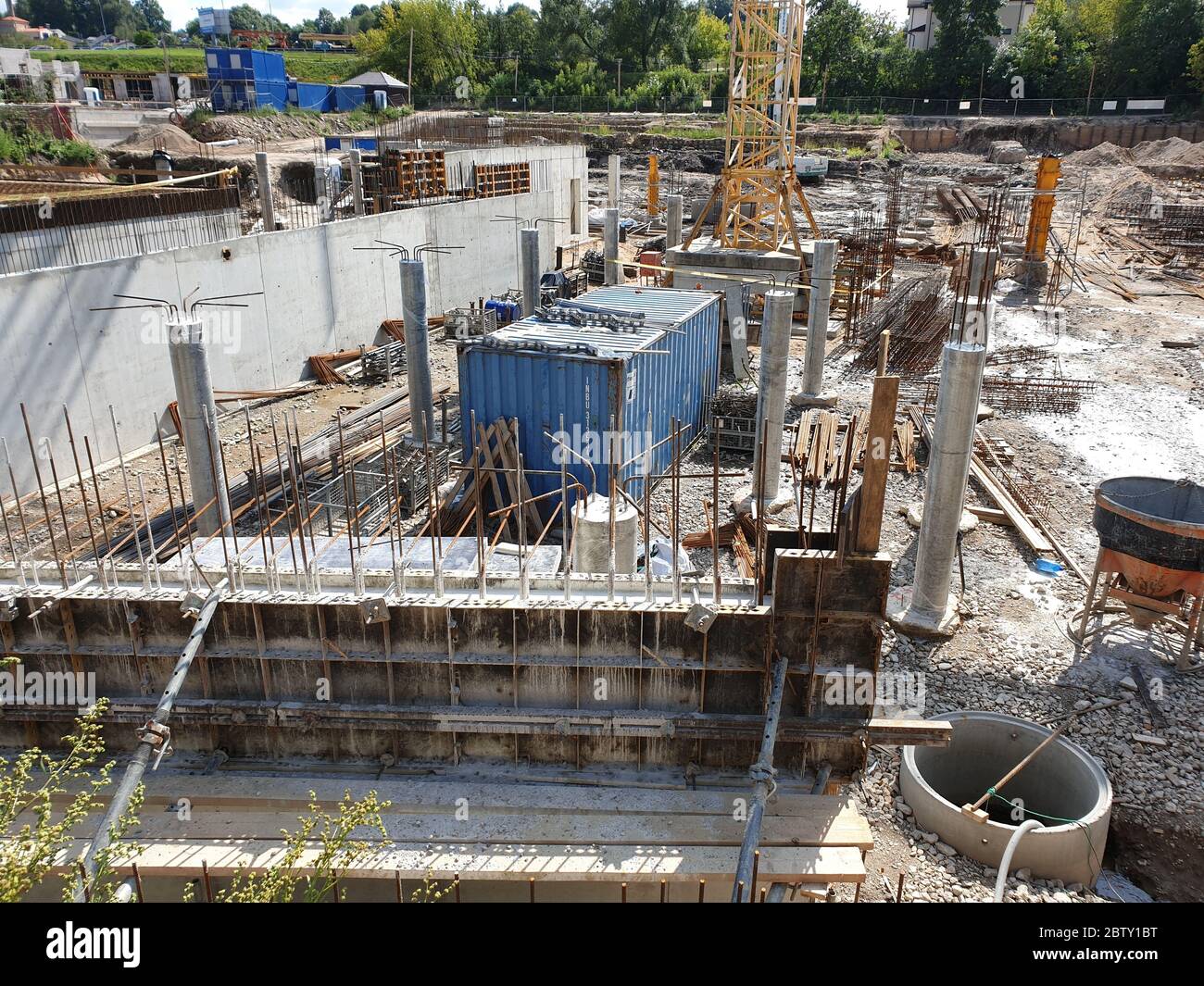 Construction site with various machines Stock Photo