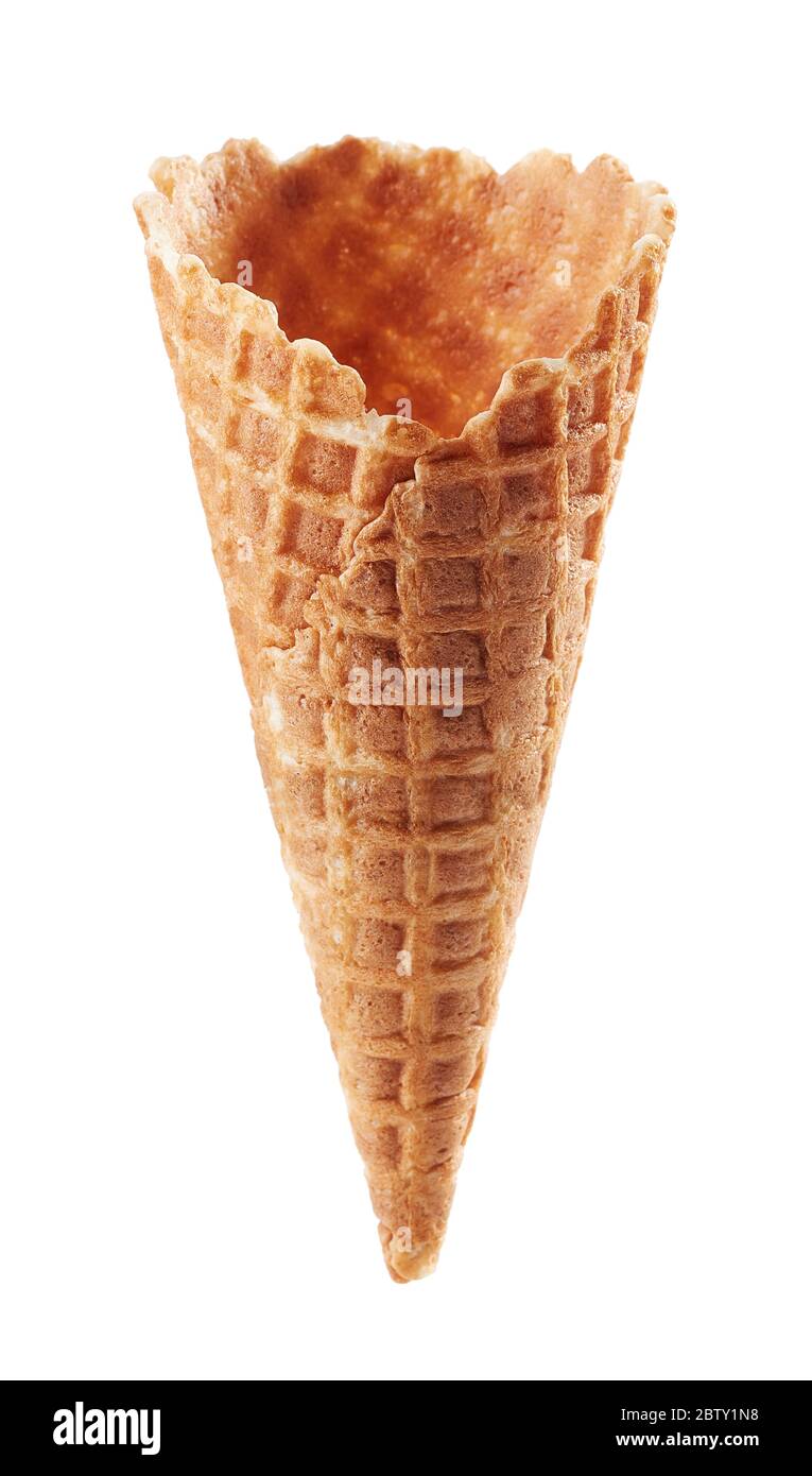 Empty ice cream cone isolated on white background Stock Photo - Alamy