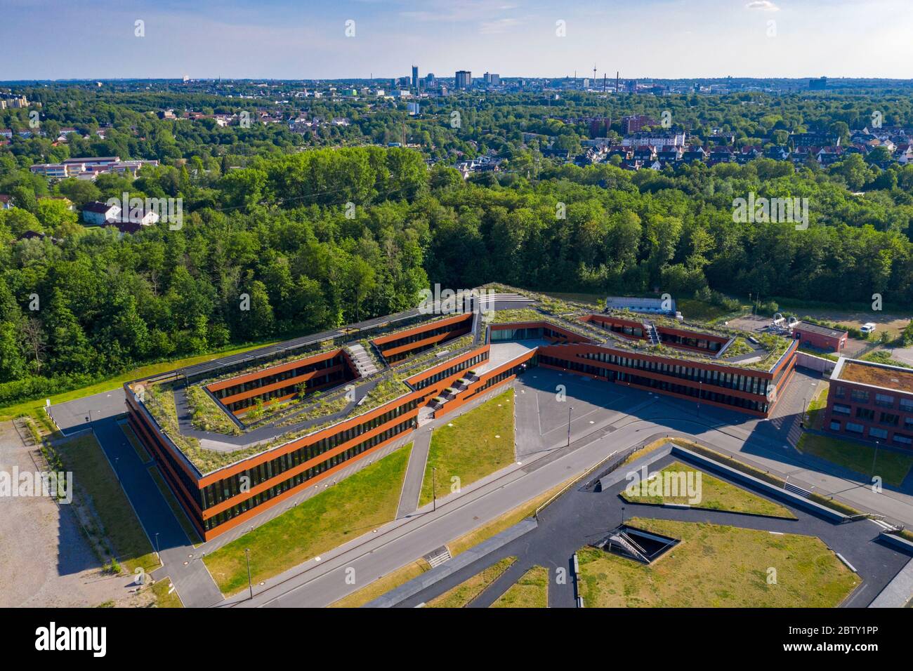 World Heritage Zollverein Colliery, building of the RAG Foundation, on the site of the Zollverein coking plant, Essen, Ruhr Area, NRW, Germany Stock Photo