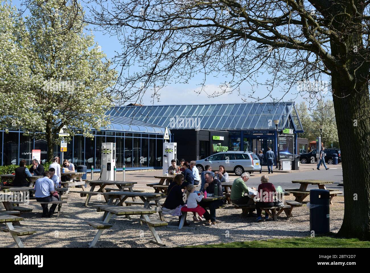 The Welcome Break motorway service station on the M40 near to Warwick. Stock Photo