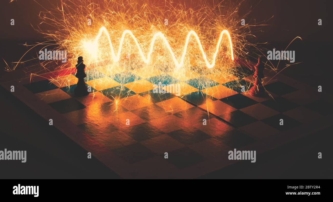 Two chess kings fighting Stock Photo