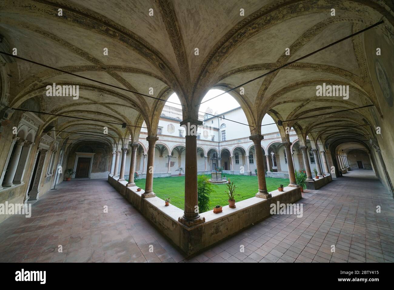 Cloister of the Benedictine Abbey of San Giovanni Evangelista, Parma, Emilia Romagna, Italy, Europe Stock Photo
