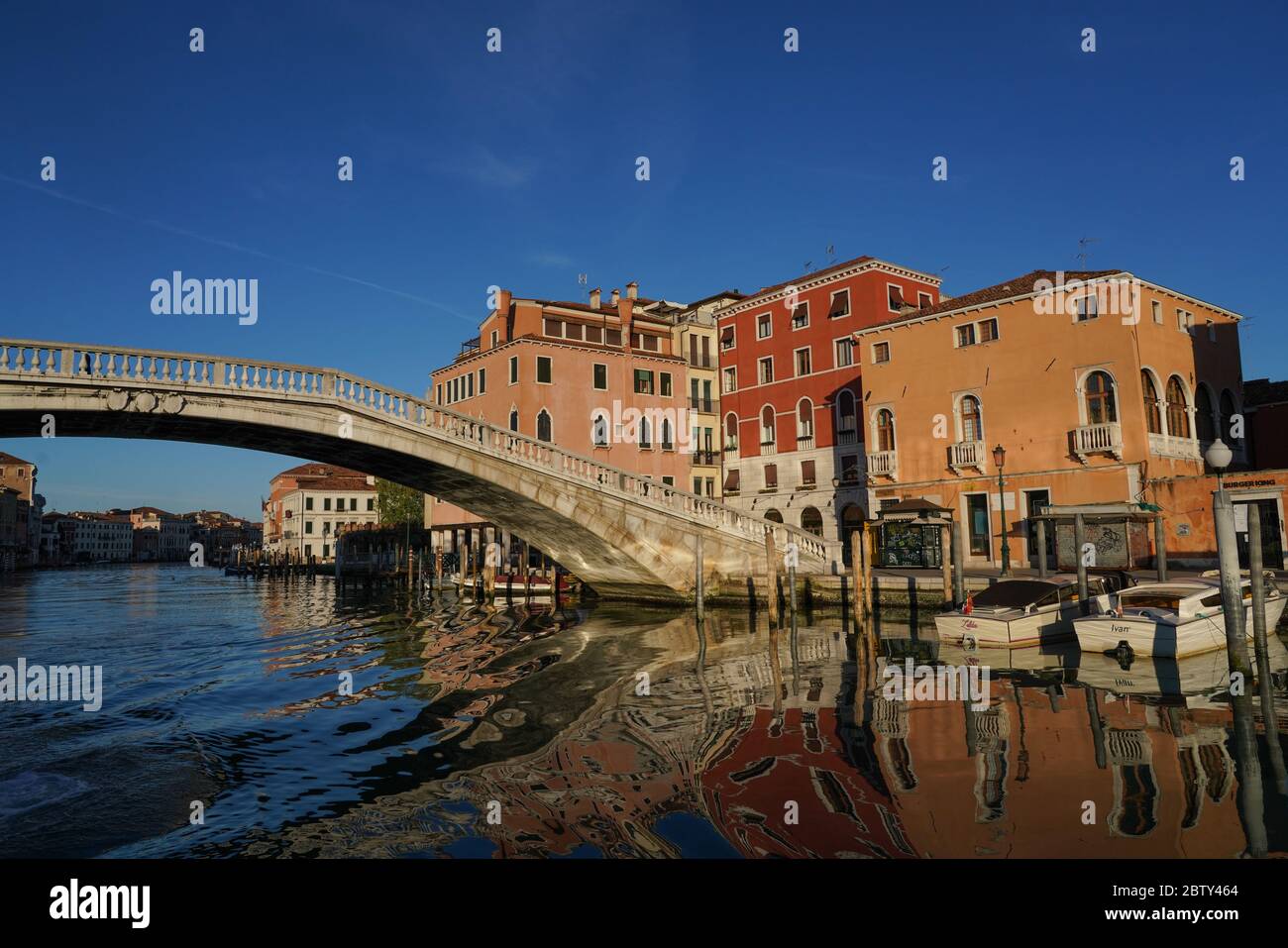 Scalzi bridge on the Grand Canal during Coronavirus lockdown, Venice, UNESCO World Heritage Site, Veneto, Italy, Europe Stock Photo