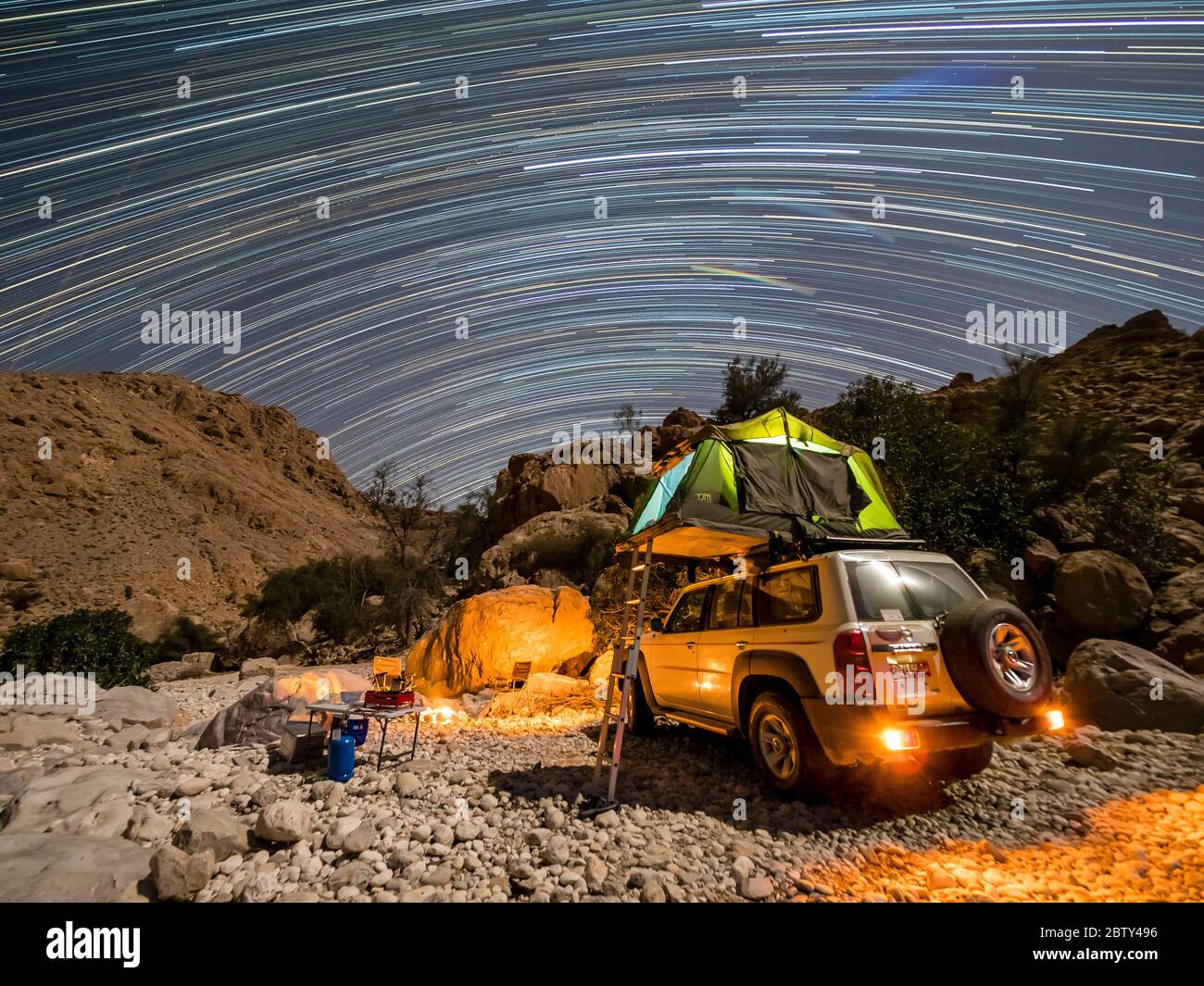 Camping out under the stars in the Sultanate of Oman, Middle East Stock Photo