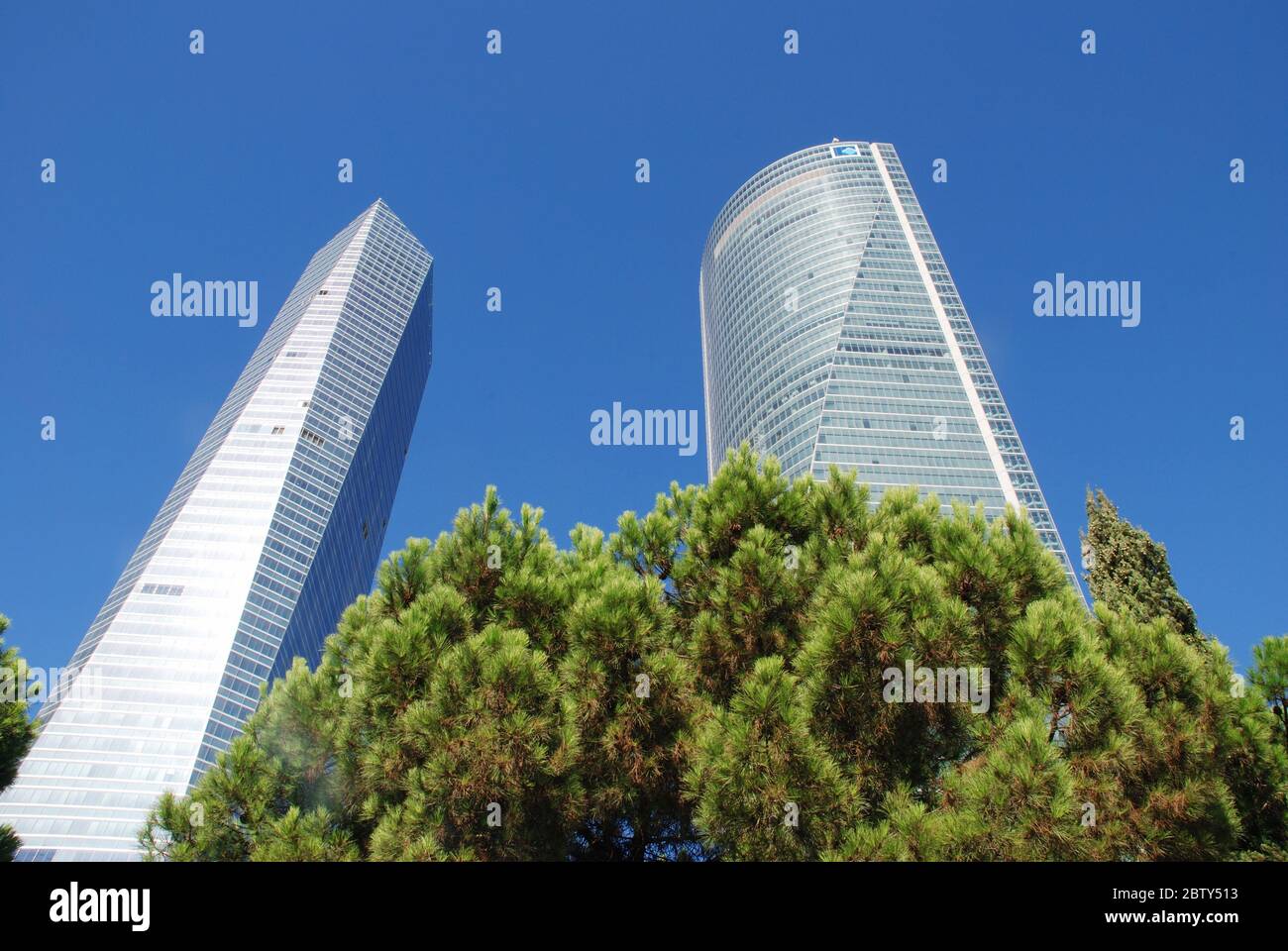 Espacio Tower and Cristal Tower. CTBA, Madrid, Spain. Stock Photo
